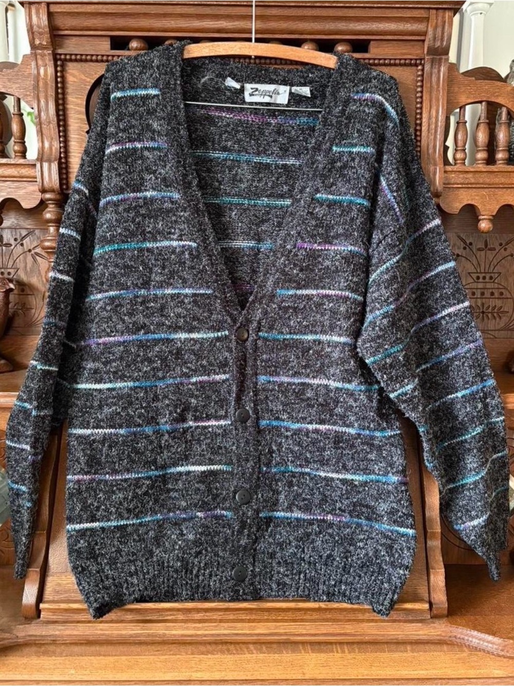 Zepplin Men's Gray Striped Button-Front Cardigan